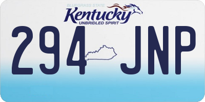 KY license plate 294JNP