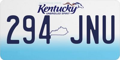 KY license plate 294JNU