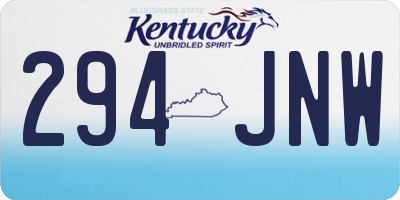 KY license plate 294JNW