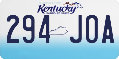 KY license plate 294JOA