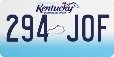 KY license plate 294JOF