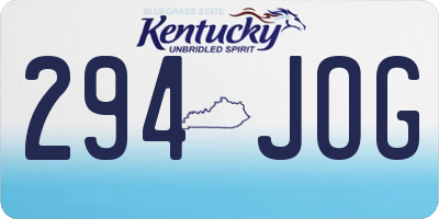 KY license plate 294JOG