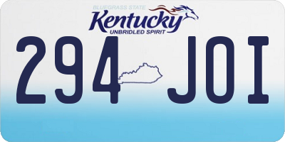KY license plate 294JOI