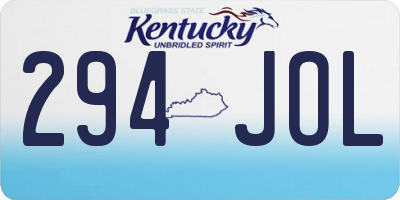 KY license plate 294JOL