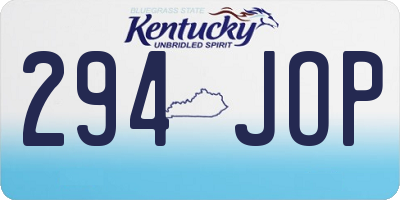 KY license plate 294JOP