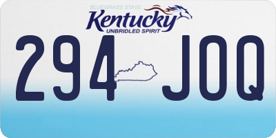 KY license plate 294JOQ