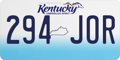 KY license plate 294JOR