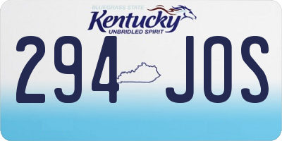 KY license plate 294JOS