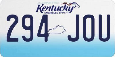 KY license plate 294JOU