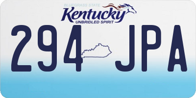 KY license plate 294JPA