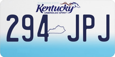 KY license plate 294JPJ