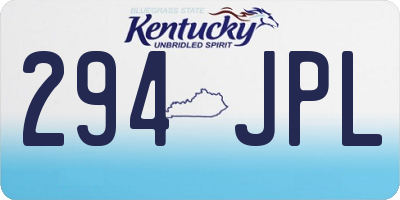 KY license plate 294JPL