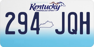 KY license plate 294JQH