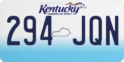 KY license plate 294JQN