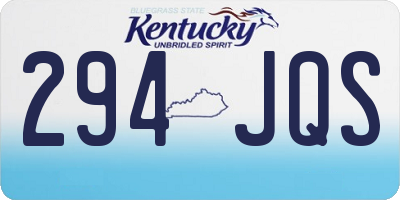 KY license plate 294JQS