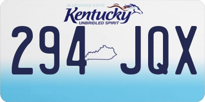 KY license plate 294JQX