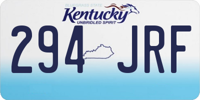KY license plate 294JRF