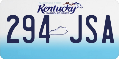 KY license plate 294JSA