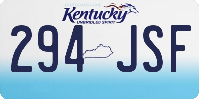 KY license plate 294JSF