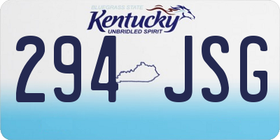 KY license plate 294JSG