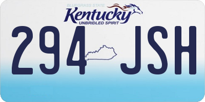 KY license plate 294JSH