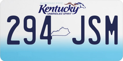 KY license plate 294JSM