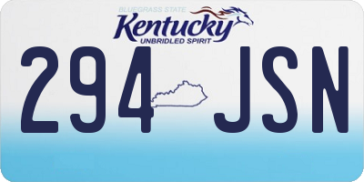 KY license plate 294JSN