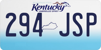 KY license plate 294JSP