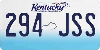 KY license plate 294JSS