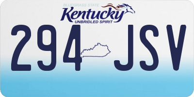 KY license plate 294JSV