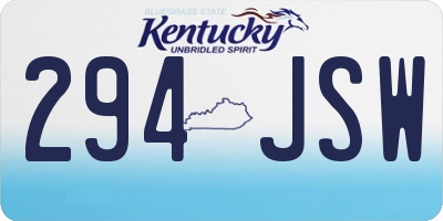 KY license plate 294JSW