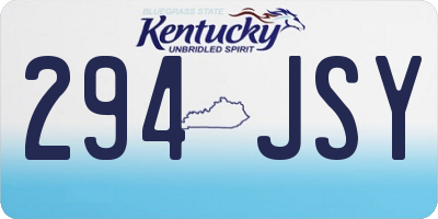 KY license plate 294JSY
