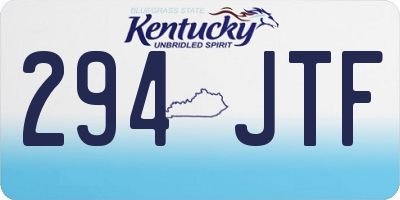 KY license plate 294JTF
