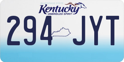 KY license plate 294JYT