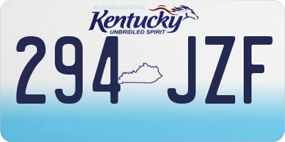 KY license plate 294JZF