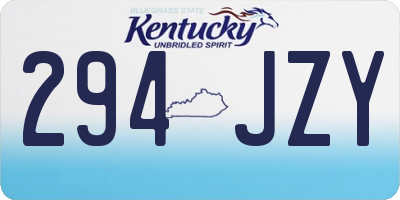 KY license plate 294JZY