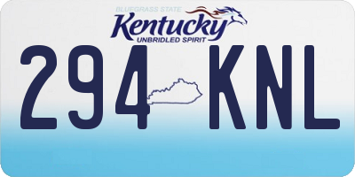 KY license plate 294KNL