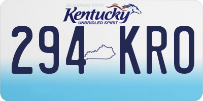 KY license plate 294KRO