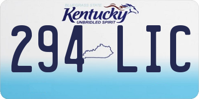 KY license plate 294LIC