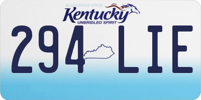 KY license plate 294LIE