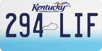 KY license plate 294LIF
