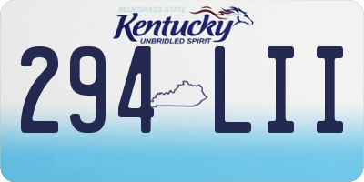 KY license plate 294LII