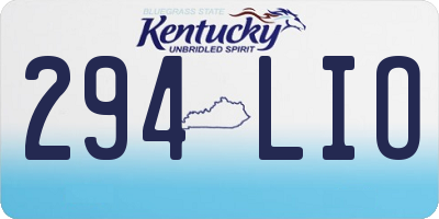 KY license plate 294LIO