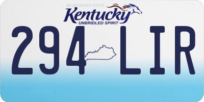 KY license plate 294LIR