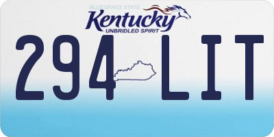 KY license plate 294LIT