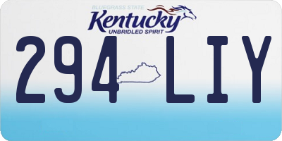 KY license plate 294LIY