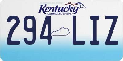 KY license plate 294LIZ