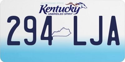KY license plate 294LJA
