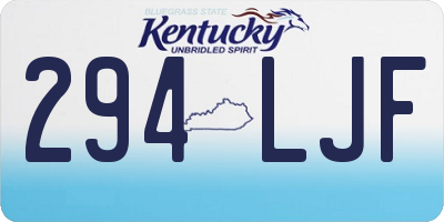 KY license plate 294LJF