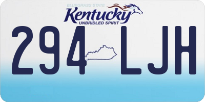 KY license plate 294LJH